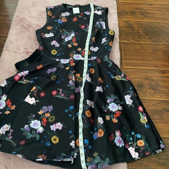 Bebe Black Floral Fit & Flare Dress - Picture 12 of 12